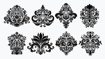 Set of Oriental vector damask patterns