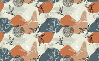 Tropical leaves hand drawn seamless pattern. Botanical trendy design in pink and green colors. Vector repeating design for fabric, wallpaper or wrap papers.