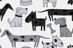 seamless pattern with hand drawn dogs vector