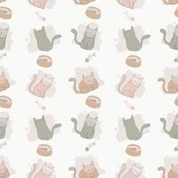Seamless pattern with cute colorful Kittens. vector