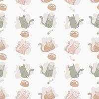 Seamless pattern with cute colorful Kittens. vector