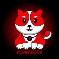 Floki doge coin crypto currency face character vector