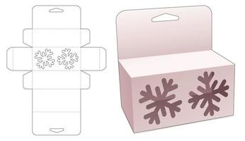 Hanging box with snow flake window die cut template vector