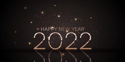 feliz año nuevo diseño de banner en negro y oro rosa vector