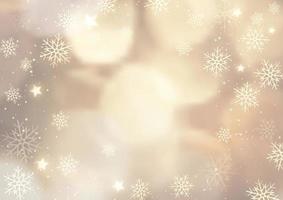 fondo dorado de navidad con copos de nieve y estrellas vector