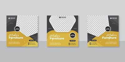 Modern Furniture social media post templates design vector