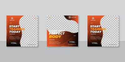 Gym and fitness social media post banner template vector