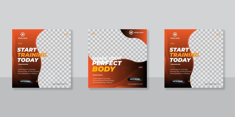 Gym and fitness social media post banner template