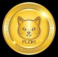 Floki inu gold coin crypto currency vector