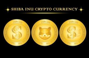 Shiba Inu gold coin crypto currency icon set logo vector