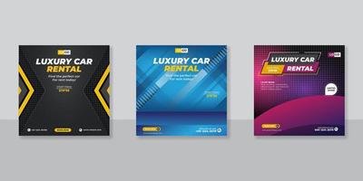 Rent a car banner for and social media post template vector