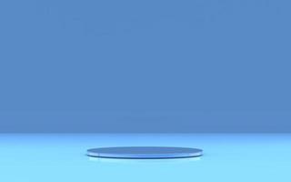 3d render podium background with blue metallic empty shiny for product advertising and mockup display photo