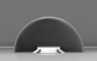 3d podium stage white grey in dome for professional product presentation and advertising photo