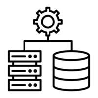 icono de línea de configuración de base de datos vector