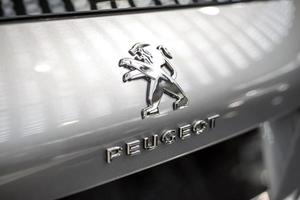 BELGRADE, SERBIA, MARCH 28, 2017 - Detail of the Peugeot car at Belgrade, Serbia. Peugeot as car manufacturer was founded at 1882. photo