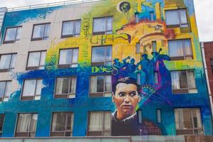 NEW YORK, USA, JULY 13, 2016 - Mural dedicated to poem Federico Garcia Lorca in New York, USA. Mural was created by spanish artist Raul Ruiz.