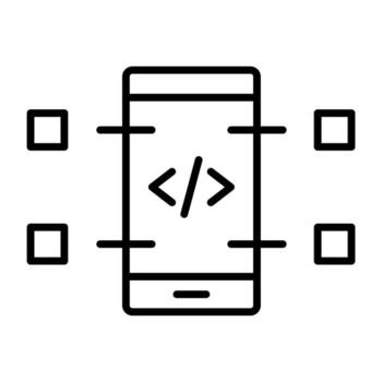 Mobile Coding Line Icon vector
