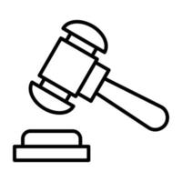 Judge Hammer Line Icon vector