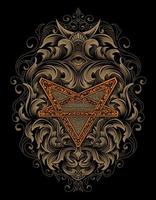 illustration vector pentagram symbol engraving ornament style