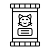 icono de línea de comida para gatos vector