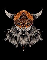 Viking head on black background-vector illustration art. vector