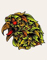 illustration vector eagle head with vintage colorful ornament