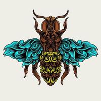 illustration vector bee insect with antique ornament style