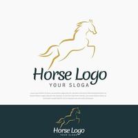 Ilustración de diseño de logotipo de arte de línea de caballo de salto premium, plantilla de diseño, icono, símbolo vector