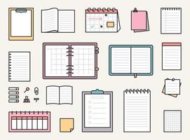 Various stationery for taking notes. Types of notes and pages. vector