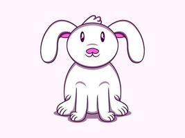 Cute rabbit sit character vector icon illustration. Isolated flat design.