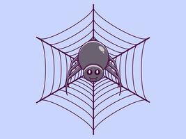 Cute spider hanging character vector icon illustration. Isolated flat design.