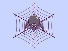 Cute spider hanging character vector icon illustration. Isolated flat design.