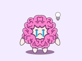 Brain character vector cartoon icon illustration