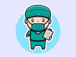 Cute nurse healthcare character vector icon illustration. Isolated flat design.