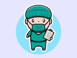 Cute nurse healthcare character vector icon illustration. Isolated flat design.