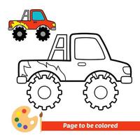 Coloring book for kids, monster truck vector