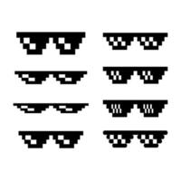 Pixel glasses set. Black pixelatd goggles. vector