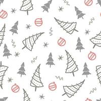 Christmas tree seamless pattern. Hand drawn vector