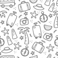 Hand drawn seamless pattern of travel vector