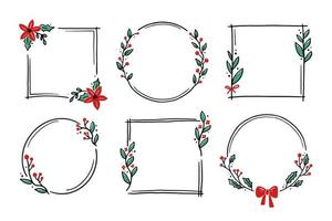 Chrirtmas floral frame with circle,  rectangle shape vector