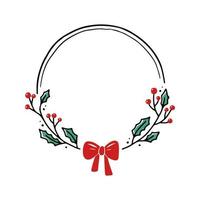 Chrirtmas floral frame with circle shape vector