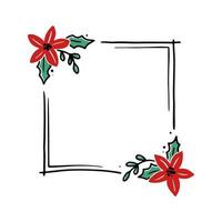 Chrirtmas floral frame with rectangle shape vector