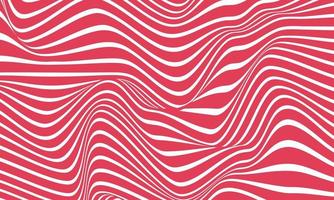 Abstract stripe background in red and white with wavy lines pattern. vector