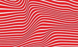 Fondo de rayas abstractas en rojo y blanco con patrón de líneas onduladas. vector