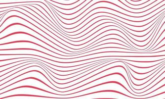 Abstract stripe background in red and white with wavy lines pattern. vector