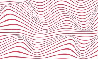 Fondo de rayas abstractas en rojo y blanco con patrón de líneas onduladas. vector