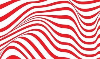Abstract stripe background in red and white with wavy lines pattern. vector