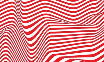 Abstract stripe background in red and white with wavy lines pattern. vector