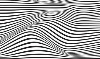 Fondo de rayas abstractas en blanco y negro con patrón de líneas onduladas. vector