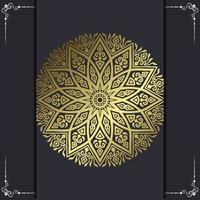 Fondo adornado de mandala de oro de lujo para invitación de boda, portada de libro vector